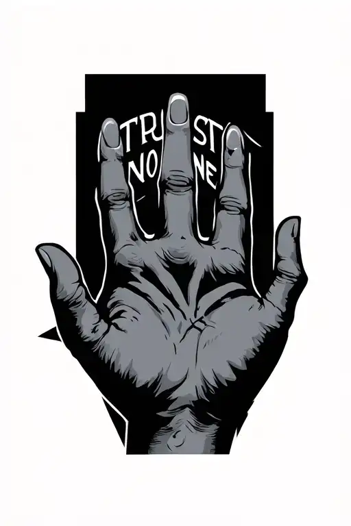 Trust no one hand tattoo design idea