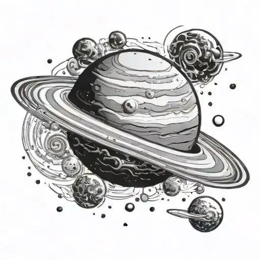 saturn with a galaxy tattoo design idea