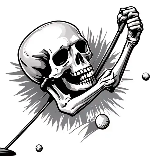 Skeleton Playing Golf tattoo design idea