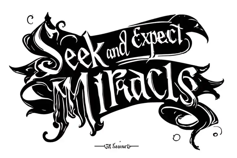 "Seek and Expect Miracles " "Seek and Expect Miracles " scripture tattoo tattoo design idea