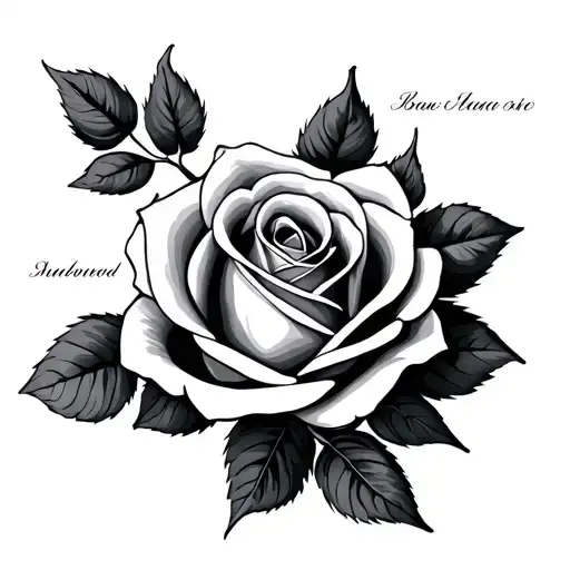 Rose with names intertwined tattoo design idea