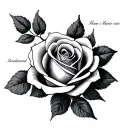 Rose with names intertwined tattoo design idea