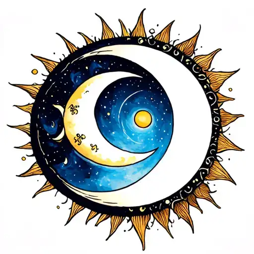 Sun And Moon tattoo design idea