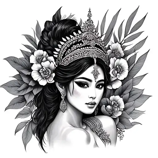 Balinese queen tattoo design idea