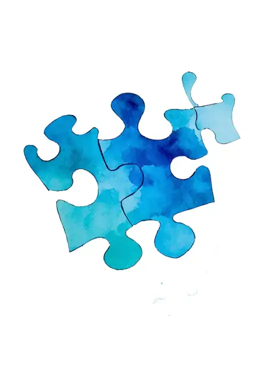 puzzle pieces forming hypnotherapy full arm, no letters. Just colorfull sunrise and sunset tattoo design idea