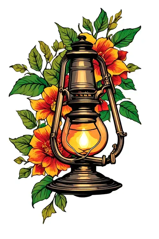 oil lamp tattoo design idea