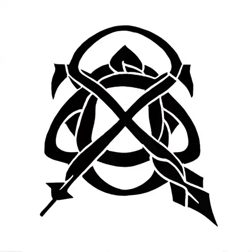 celtic knot circle very ornate with a celtic style arrow in the cender of the circle. tattoo design idea