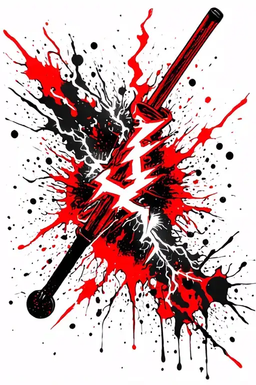 thunder lightning and magic wand tattoo design idea