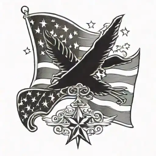 Air Force patriotic American flag tattoo design idea