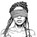 blindfolded lady with dread locks tattoo design idea