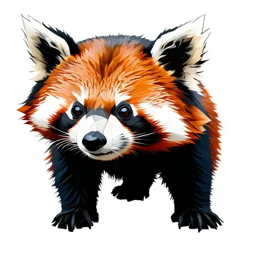simple polygon red panda tattoo design idea