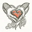 handshake in front of heart tattoo design idea