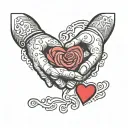 handshake in front of heart tattoo design idea