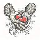 handshake in front of heart tattoo design idea
