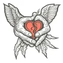 handshake in front of heart tattoo design idea