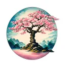 sakura tree, on the back tattoo design idea