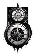 double clock face morphing tattoo design idea