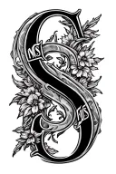 the initials LMS NRS AJS all joined together by the last initial S tattoo design idea