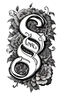 the initials LMS NRS AJS all joined together by the last initial S tattoo design idea