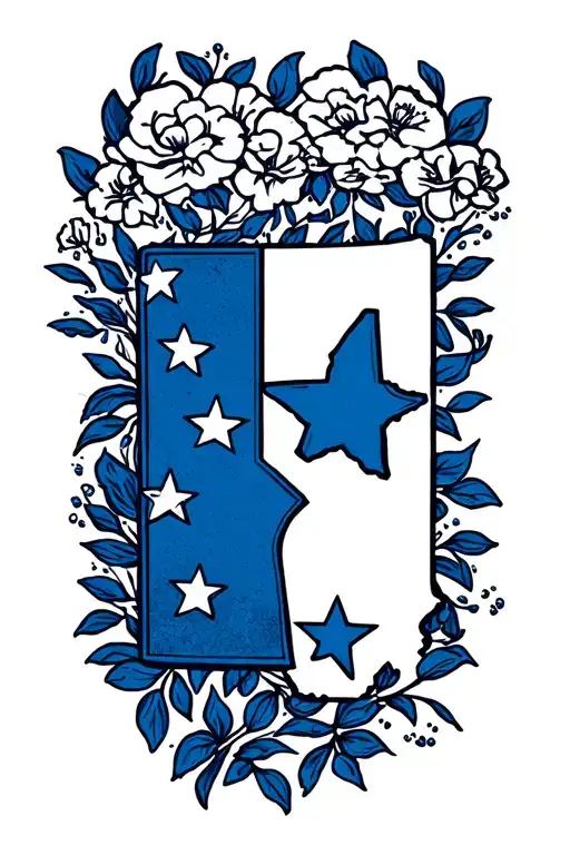 state of Texas outline with blue bonettes tattoo design idea