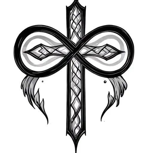 cross and a infinity symbol tattoo design idea
