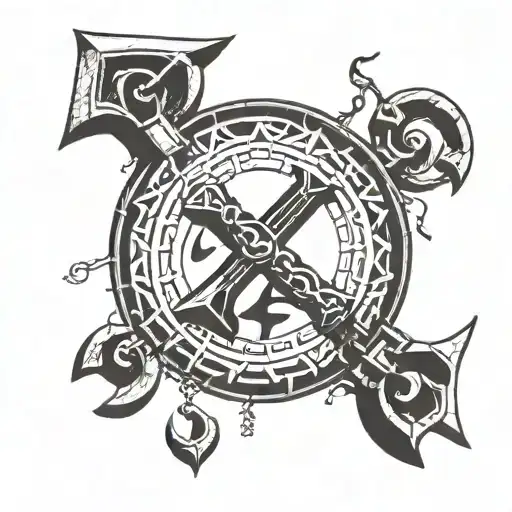 thors hammer nordic rune circle tattoo design idea