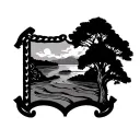 lee family crest with a river, linked chain, three parallel lines and an oak tree tattoo design idea