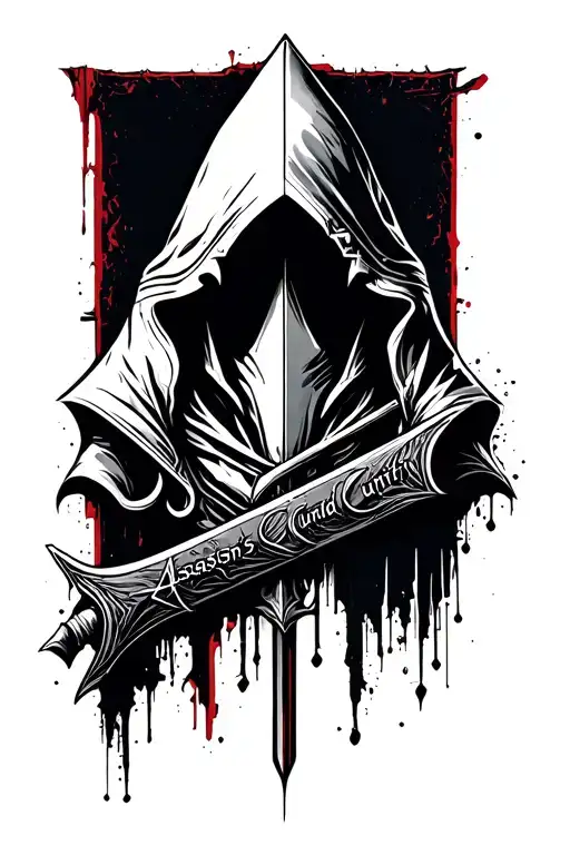original black assasin's creed unity logo add more simple tattoos to it , keep it basic  tattoo design idea