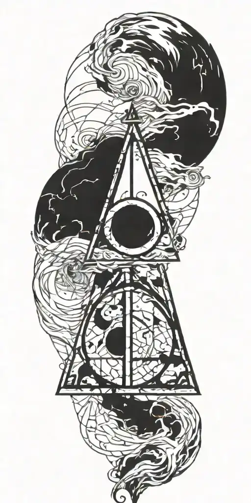 Harry Potter and the Deathly Hallows symbol incorporated tattoo design idea