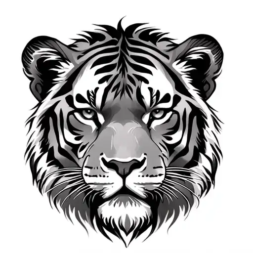 lion and tiger face tattoo design idea