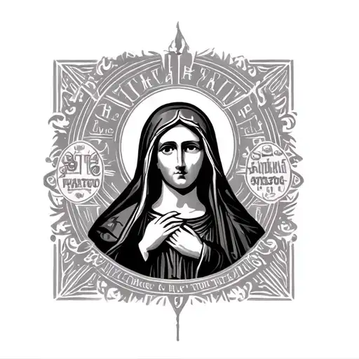 virgin mary russian prison style tattoo design idea