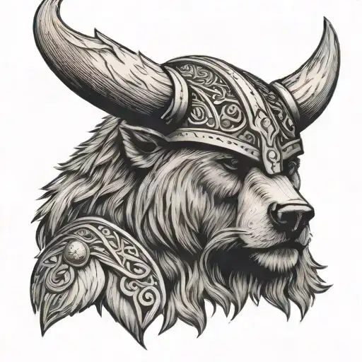 Viking Bear Head tattoo design idea