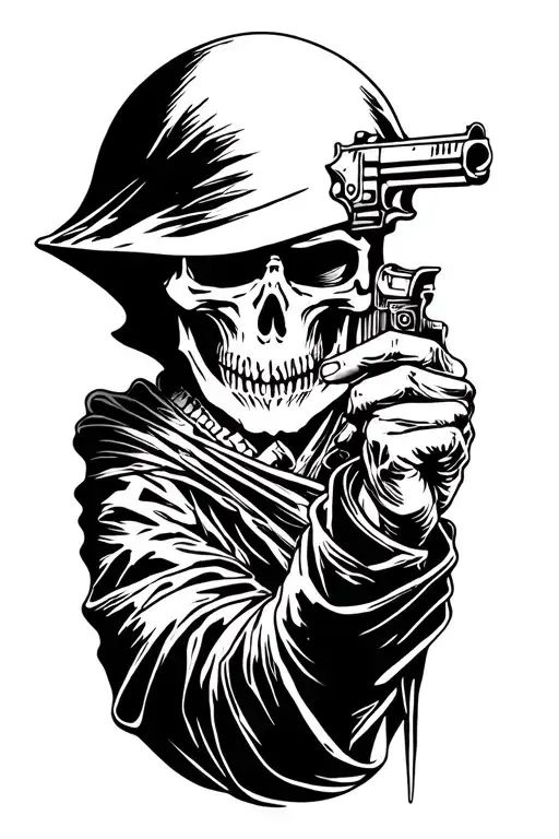 Grim reaper with a pistol  tattoo design idea