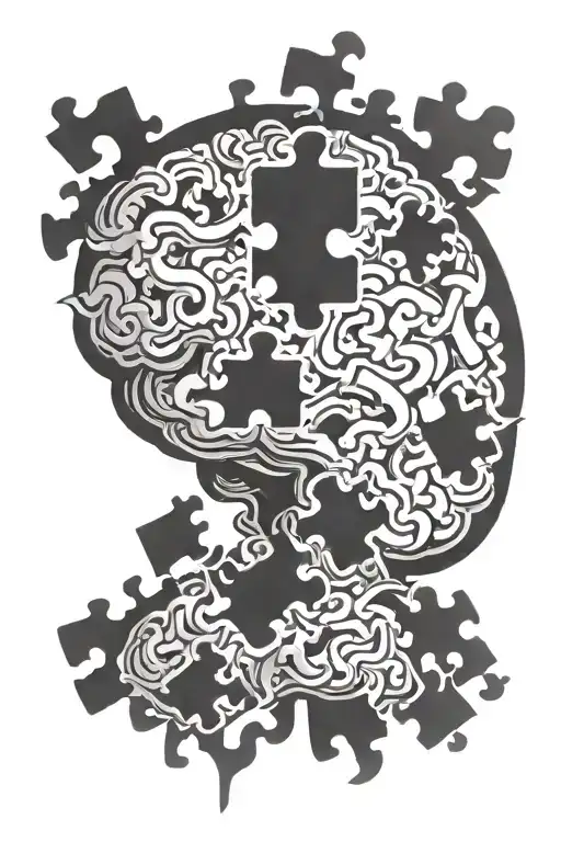 brain puzzle pieces tattoo design idea