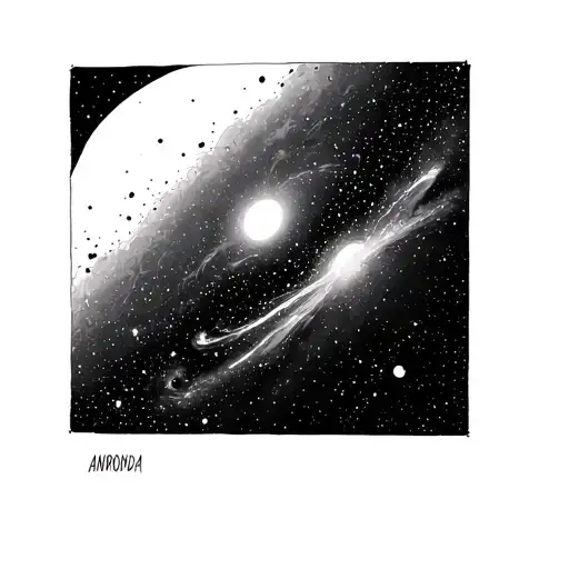 "Andromeda" galaxy minimalist design black and white tattoo design idea