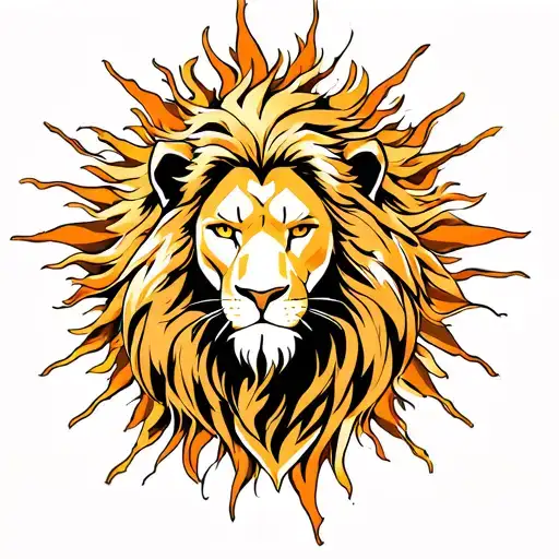 Escanor lion tattoo with the sun around it tattoo design idea
