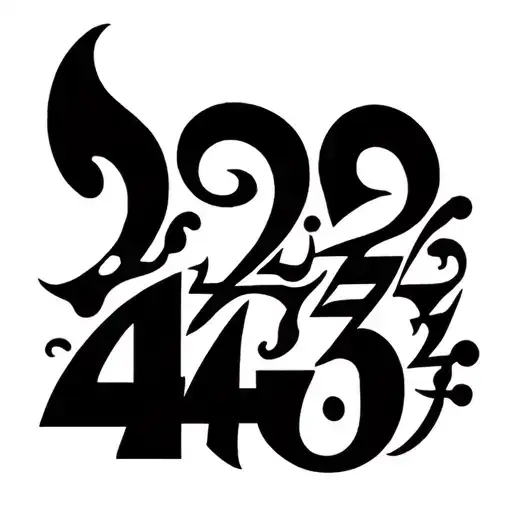 tattoo of 222, 777, 444 and 333 merged or mixed together tattoo design idea