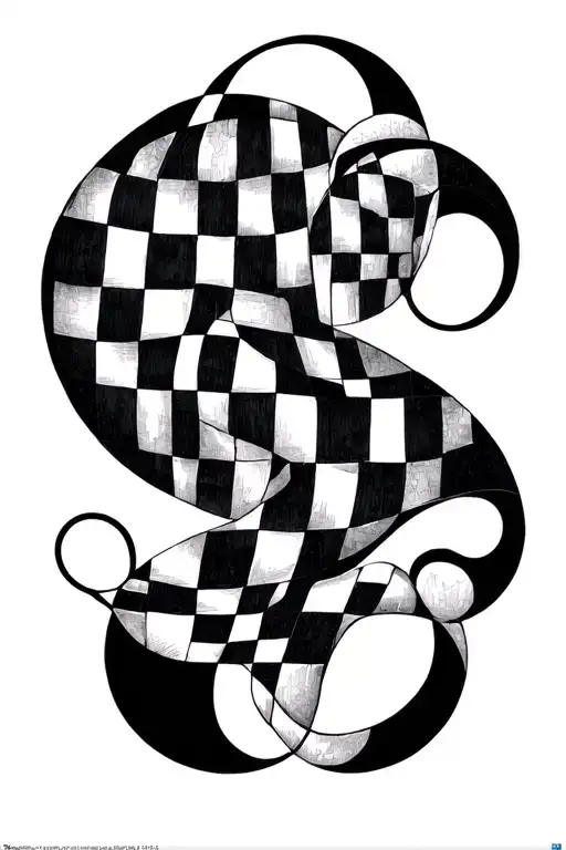 bold geometric shapes like squares and circles, intricate patterns like chequer board, and dynamic flow. Negative space. tattoo design idea