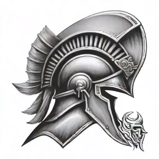 Spartan soldier helmet tattoo design idea