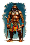 Taino warrior standing tattoo design idea