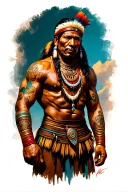 Taino warrior standing tattoo design idea
