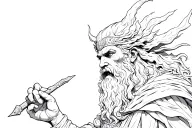 imagine A highly detailed black-and-white illustration of Hades, Greek god of the underworld, fierce and commanding, tattoo design idea