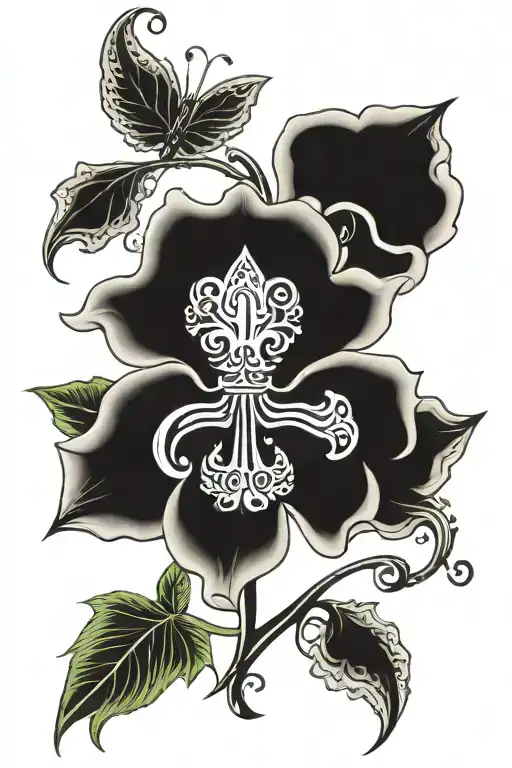 Fleur de lies one inch ahead tattoo design idea