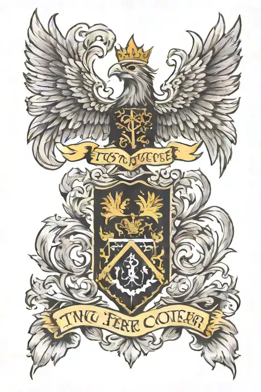 Two fierce cockatrices like supporters in a heraldic coat of arms tattoo design idea