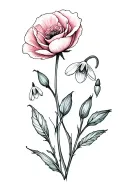 snowdrop, rose, poppy, cross tattoo design idea