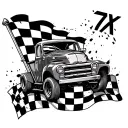 Demolition Derby checkered flag 7X tattoo design idea