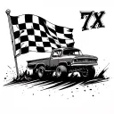 Demolition Derby checkered flag 7X tattoo design idea