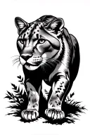 tattoo full body front view of mountain lion walking towards tattoo design idea