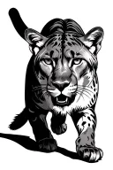tattoo full body front view of mountain lion walking towards tattoo design idea