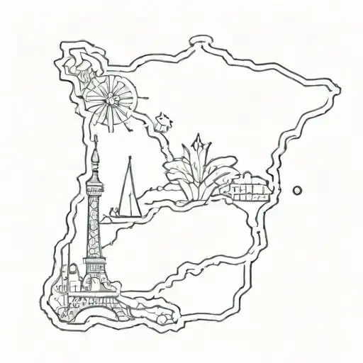 stamp that mixes both Philippines and Spain together tattoo design idea